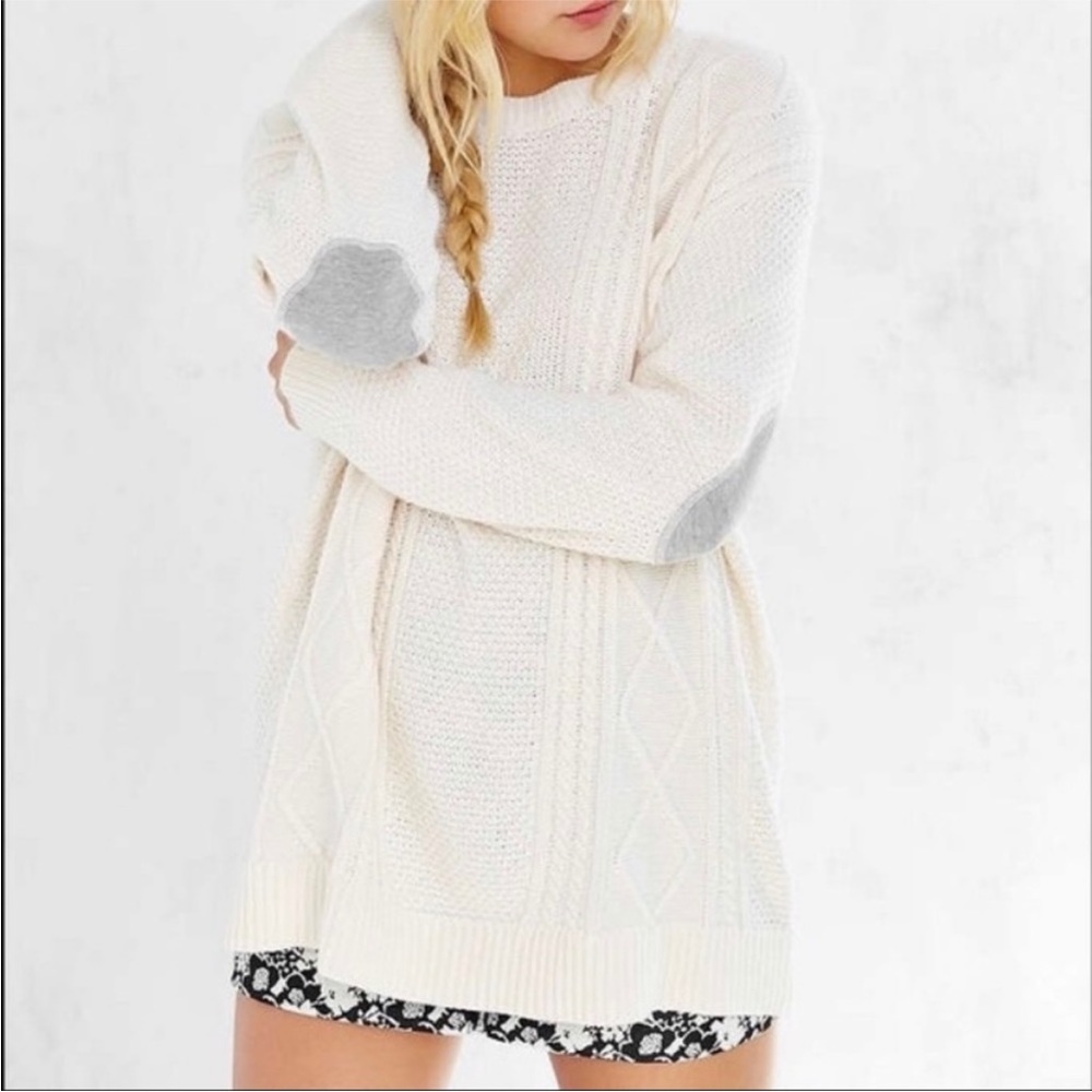 Urban Outfitters Bdg Cable Knit Sweater With Cute Elbow Pads